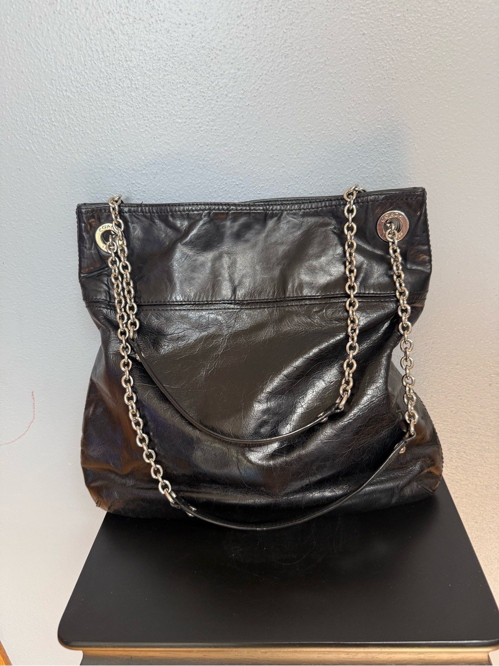 Vintage Y2K COACH Poppy Slim Convertible Black Leather Shoulder/Crossbody Nag